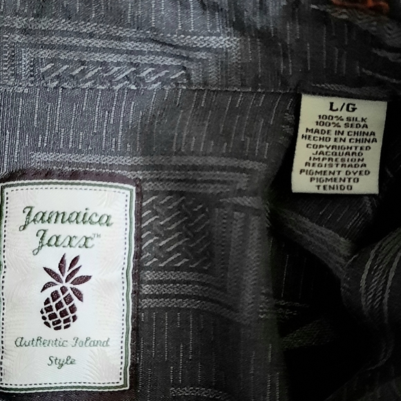 Jamaica Jaxx Authentic Island Style,100% Silk Grey Short Sleeve, Men's Size L - Picture 5 of 8